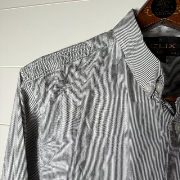Helix Shirt Mens XXL Gray Stripe Button Down Military Long Sleeve Casual - Picture 7 of 9